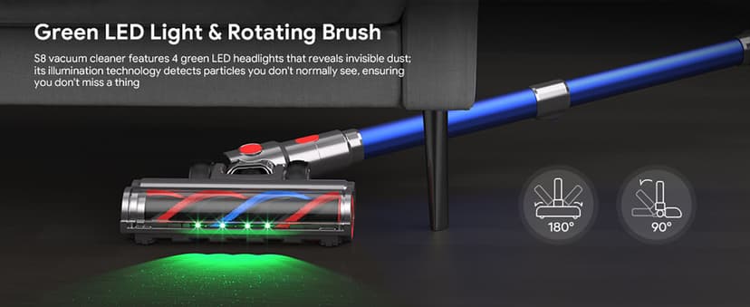 Cordless Vacuum Cleaners for Home,8-in-1/65Min/600W/48Kpa Powerful Suction,Self-Standing Cordless Stick Vacuum Cleaner,Lightweight Anti-Tangle Rechargeable Vacuum for Floor/Carpet/Pet Hair/Car