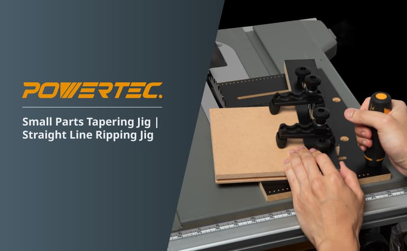 POWERTEC Table Saw Tapering Jig, Small Parts Taper Jig with 3/4" x 3/8" Miter Bar, Adjustable Hold Down Clamp, Non-Slip Grip Strips, Ergonomic Handle - Table Saw Jig Accessories (71875)
