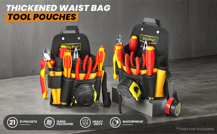 Tool Pouches, Tool Belt Pouch, Electrician Tool Pouch, Quickly Attach & Release Tool Belt Pouch with Clip, Tool Bag Multi-Pocket, Heavy Duty Tool Pouches for Carpenters & Home Improvement