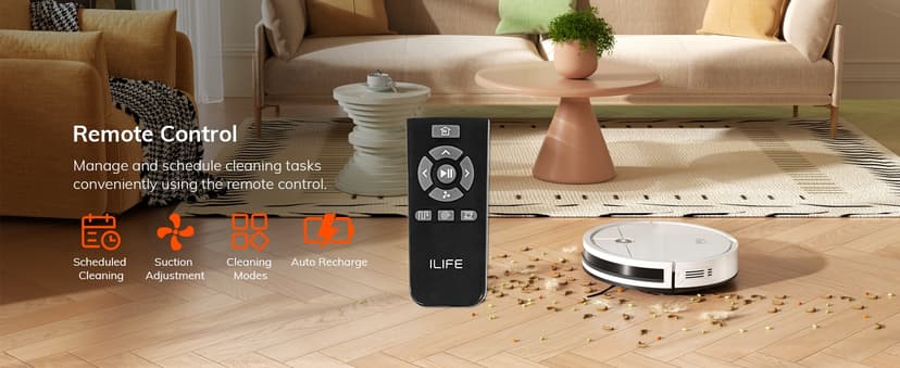 ILIFE V2 Robot Vacuum Cleaner, Tangle-Free Suction, 120 Mins Runtime, Slim, Self-Charging Robotic Vacuum Cleaner, Ideal for Pet Hair and Hard Floors