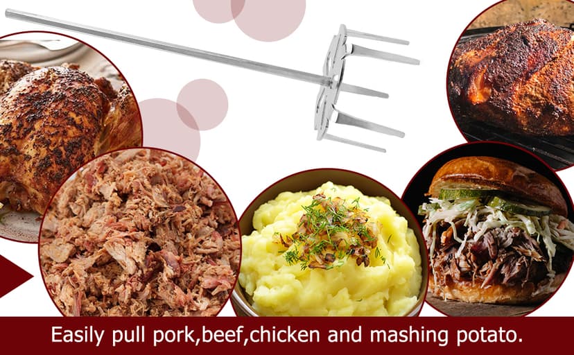 KAMaster Pork Puller Drill Attachment 304 Stainless Steel Meat Shredder Used with Standard Hand Drill for BBQ