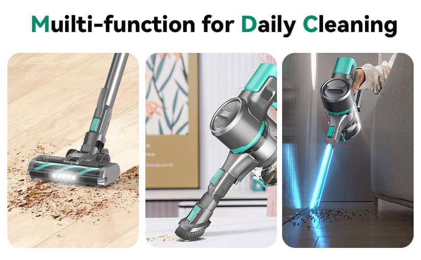 DEVOAC S10K Cordless Vacuum Cleaner for Home, 6-in-1 Lightweight Stick Vacuum with Powerful Suction, Rechargeable Battery Up to 45mins, Handheld Vacuum Cleaners for Hardwood Floor, Carpet, Pet Hair