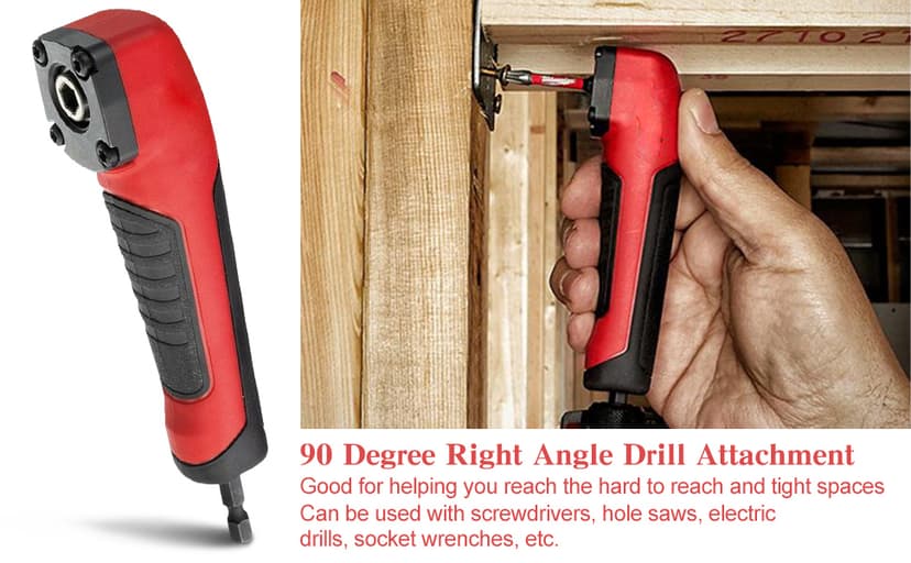 Right Angle Attachment Electric Screwdriver Repair 90 Degree Corner Device, ABS Handle Screwdriver Socket Adapter Drill Bit Corner Adapter for 18v Impact Driver and Drill Bit, (Size:13.5x3.5x2cm)