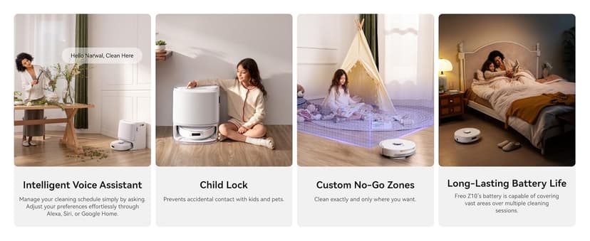 NARWAL Freo Z10 Robot Vacuum and Mop Combo, Tangle Free Robot Mop, 15,000Pa Suction, Adapts to Hard-to-Reach Areas, Self-Emptying, Mop Washing & Drying, Obstacle Avoidance, for Pet Hair & Hard Floor