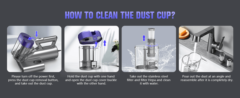 Mattress Vacuum Cleaner,Bed Vacuum Cleaner with UV-C Light,16Kpa,140°F Heat,Ultrasonic,Anion,Handheld Vacuums for Bed,Sofa,Couch,Crib(Corded, Purple)