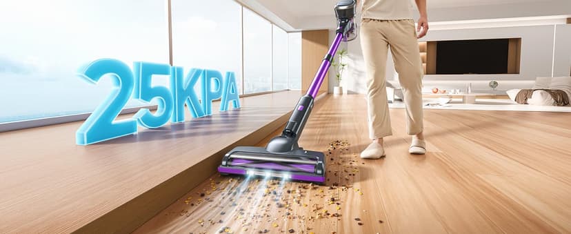 Lubluelu Cordless Vacuum Cleaner, Stick Vacuum Cordless Rechargeable with Lightweight 235W Brushless Motor, Self-Standing and Handheld Design for Carpet, Hard Floor and Pet Hair (Purple)