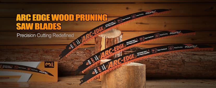 POLIWELL 15 Inch Japanese Teeth Reciprocating Saw Blade,Arc-Edge Wood Pruning Saw Blades for Tree Trimming,6TPI Saw Blades for Wood Cutting & Branch Pruning,3 Pieces