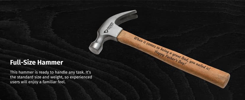 Palmetto Wood Shop Hammer - Laser Engraved Father's Day Gifts, Wood Hammer for Construction, Demolition, DIY Projects, Housework, Carpentry, Metalworking, Framing - Full-Size, 12.5-inch Claw Hammer