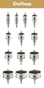 13PCS Bi-Metal Hole Saw Kit with Drill Bits, Carbide Hole Saw Set for Thin Metal and Wood, Cutting Diameter 3/4'' to 3''