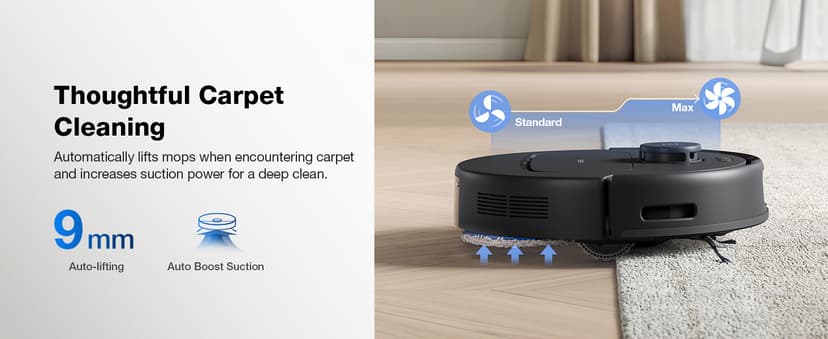ECOVACS DEEBOT N30 Omni Robot Vacuum and Mop, 10000Pa Suction, TruEdge Adaptive Edge Mopping, ZeroTangle 2.0 Technology, Hot Air-Drying, Self-Emptying, Auto-Lift Mopping, Obstacle Avoidance