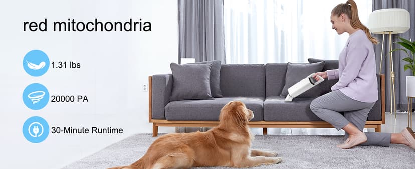 Pet Hair Handheld Vacuum Cordless Car Vacuum, 20000PA High Power, Portable Lightweight Rechargeable Hand Vacuum for Home, Pet and Car