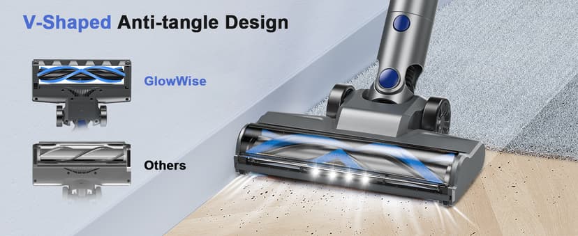 Cordless Vacuum Cleaner, Stick Vacuum Cleaners with 150AW Powerful Suction, Tangle-Free Tech for Home with LED Display for Carpet Hardwood Floor Pet Hair Car Cleaning