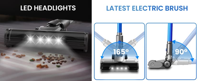 Dzaki Vacuum Cleaners for Home, 400W 45KPa 55 Mins Runtime Cordless Vacuum Cleaner, Smart Induction Auto-Adjustment Stick Vacuum, Rechargeable Battery Vacuum Cordless for Carpet Floor Pet Hair (Gray)