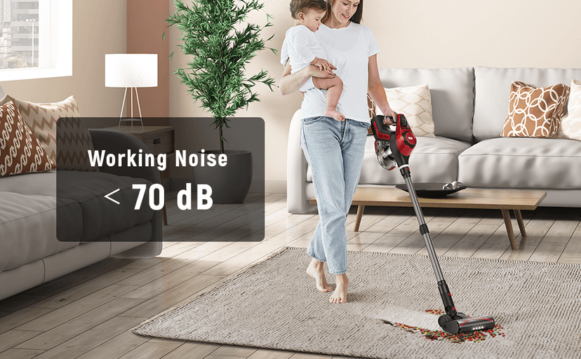 Cordless Vacuum Cleaner, 30Kpa Home Stick Vacuum, Smart Display & 1.5L Dust Cup, 55mins Max Runtime, Rechargeable Lightweight Handheld Vavuum for Pet Hair/Carpet/Hardwood Floor/Car (Red)