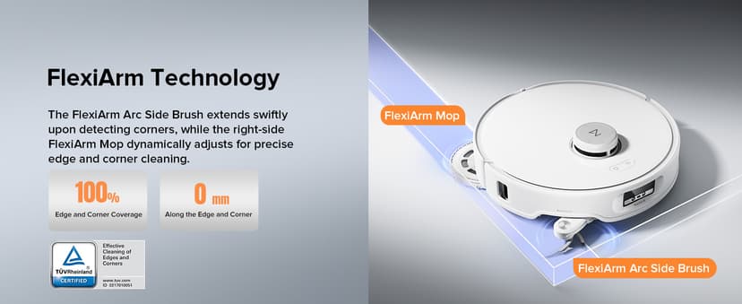 roborock Qrevo Edge Robot Vacuum and Mop, 18,500Pa Suction, Zero-Tangling, AdaptiLift Chassis, Al Obstacle Recognition, Hot Water Mop Washing & Dock Self Cleaning, Corner to Edge Deep Cleaning