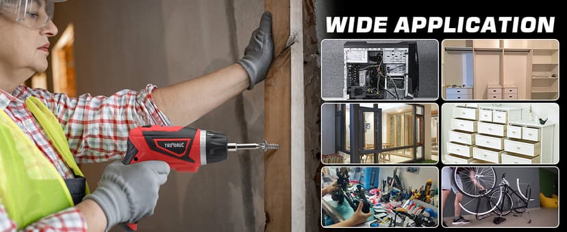 Cordless Electric Screwdriver Set, 8V 10Nm Rechargeable Power Electric Drill, Battery Screw Gun with Driver Bit, 320RPM/10+1 Torque, 2 Position Handle, Flexible Shaft LED Light (Red, 28Pcs)