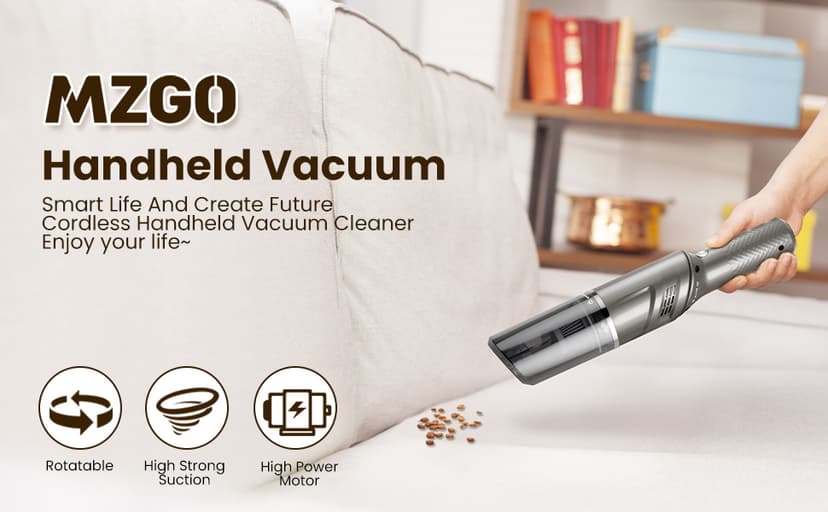 Car Vacuum Portable Cordless 120W/12kPa High Power Handheld Portable Handheld Vacuum Cordless Cleaner with Low Noise Wet and Dry Use Auto Vacuum Cleaner for Car Home Cleanning