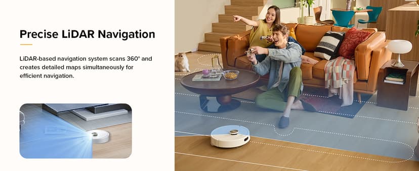 roborock Q7 M5 Robot Vacuum and Mop Combo, 10,000Pa HyperForce Suction, Robotic Vacuum Cleaner, Dual Anti-Tangle System, APP-Controlled Mopping, LiDAR Navigation, for Pet Hair and Carpet, White