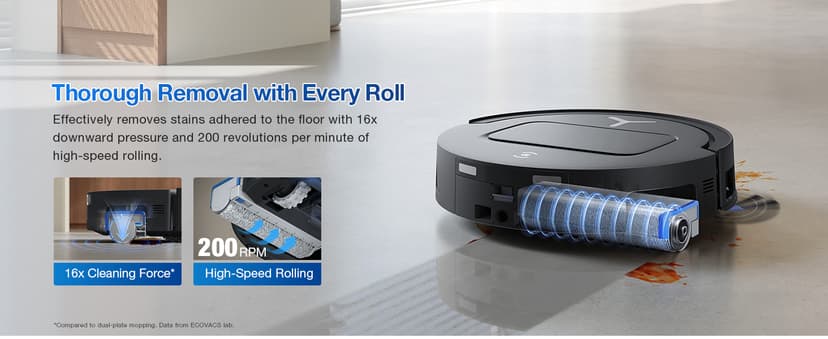 ECOVACS DEEBOT T80 Omni Robot Vacuum and Mop, 18,000Pa Suction, OZMO™ Roller Real-Time Mop Washing, Self-Emptying, Hot Air Drying, AI Navigation, Anti-Tangle Brush, for Pets, Carpets & Hard Floors