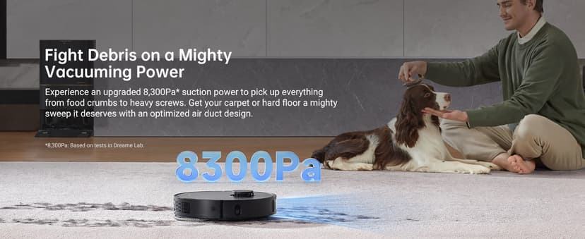 dreame X30 Ultra Robot Vacuum and Mop Combo, Extendable & Liftable Mop, 75Days Self-Emptying Robot Vacuum, 260Mins Runtime, 8,300 Pa Suction, 140°F Self-Cleaning & Auto-Drying Mops