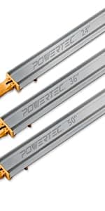 POWERTEC 72054 50 Inch Circular Saw Guide for Circular Saw, Router and Jig Saw, Contractor Straight Edge Clamp Saw Guide, w/Toggle Clamp Mounting Plate and 4-pc Quick Release Horizontal Toggle Clamps