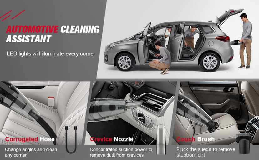 Handheld Vacuum Cordless Rechargeable, Car Vacuum Portable, Mini Vac for Pet Hair, Hand Vacuum Cleaner Car Seats, Home, Quick Cleanup, Strong Suction, Lightweight