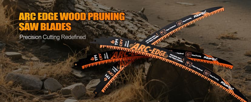 POLIWELL 15 Inch Japanese Teeth Reciprocating Saw Blade,Arc-Edge Wood Pruning Saw Blades for Tree Trimming,6TPI Saw Blades for Wood Cutting & Branch Pruning,3 Pieces