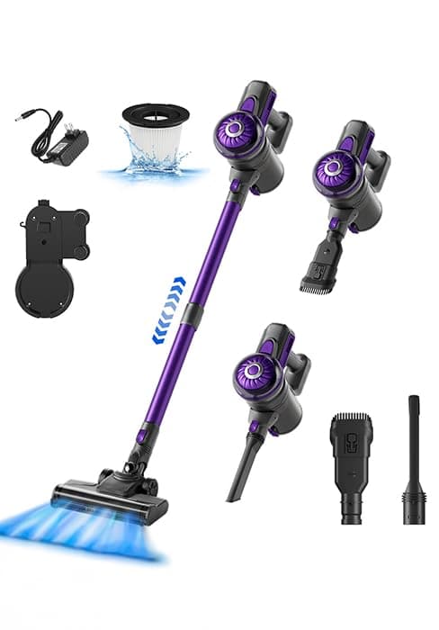 Cordless Vacuum Cleaner, Vacuum Cleaners for Home, 50KPA 500W Stick Handheld Pet Hair Hardwood Floor Vac, High Power Hand Held Rechargeable Battery Portable Household Lightweight Vac, C11 Gold