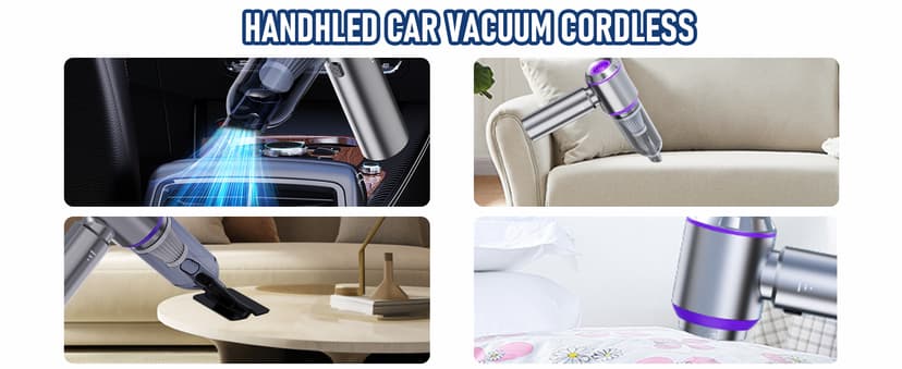 Car Vacuum Portable Cordless 20000PA High Power Mini Vacuum Cleaner 4-in-1 Compressed Air Duster & Air Blower & Pump Hand Held Vacuum with Brushless Motor for Car, Home, Office,Camping
