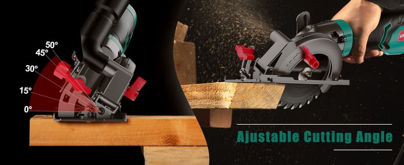 HYCHIKA 6.2A Mini Circular Saw with 3 Blades (4-1/2”), Compact Hand Saw Max 1-7/8" Cutting Depth, 3500RPM, Rubber Handle & 10ft Cord for Wood, Metal, Plastic, Tile