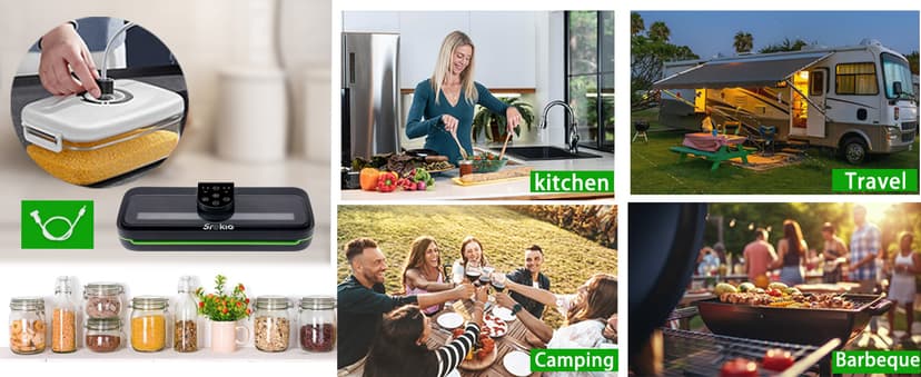 85kpa Food Vacuum Sealer Machine,Vacuum Sealer For Food with Cutter, Full Automatic Bag Sealer,Dry Moist Fresh Modes,10 Pre-cut Bags and Accessory Hose,Black