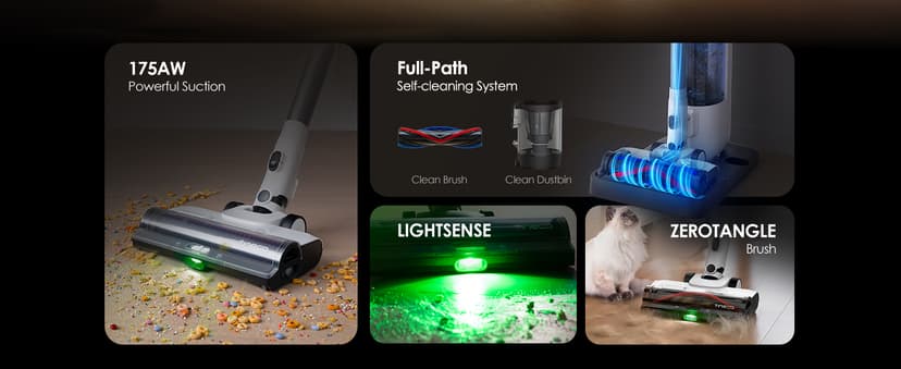 Tineco Pure ONE Station 5 Cordless Smart Vacuum with 2.5L Auto Dust Base, Full-Path Self-Cleaning, 175W Suction, ZeroTangle Tech, iLoop Smart Sensor, Suitbale for Hard Floor & Carpet