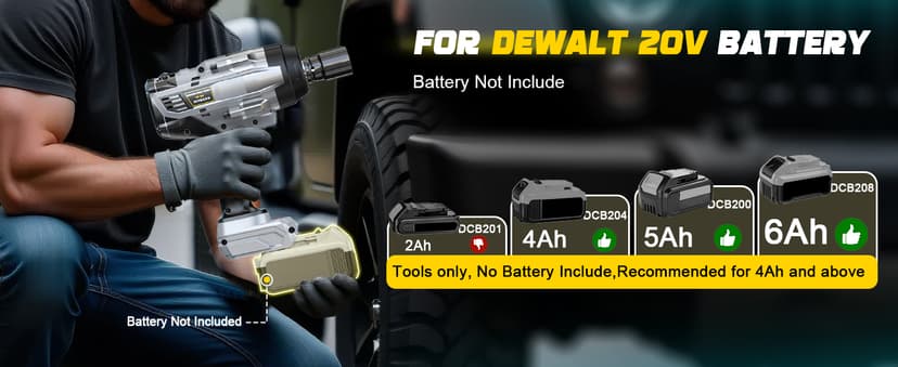 Cordless Impact Wrench 1/2" Compatible with DeWalt 20V Battery, 1700 Ft-lbs (2300 Nm) High Torque Impact Driver, Electric Impact Gun with 4 Modes & LED Light for Car, Truck(Bare Tool)