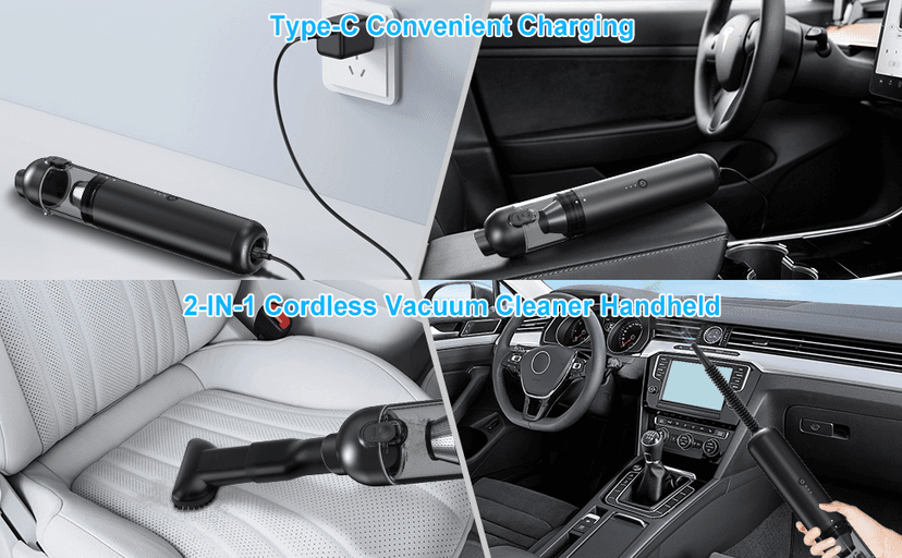 Handheld Vacuum Cordless, 16000pa Car Vacuum Cleaner High Power, 2 Speed Modes Mini Vacuum Cleaner with 2 Filters, Car Vacuum Portable Cordless with Air Blower for Home Office Pet Hair