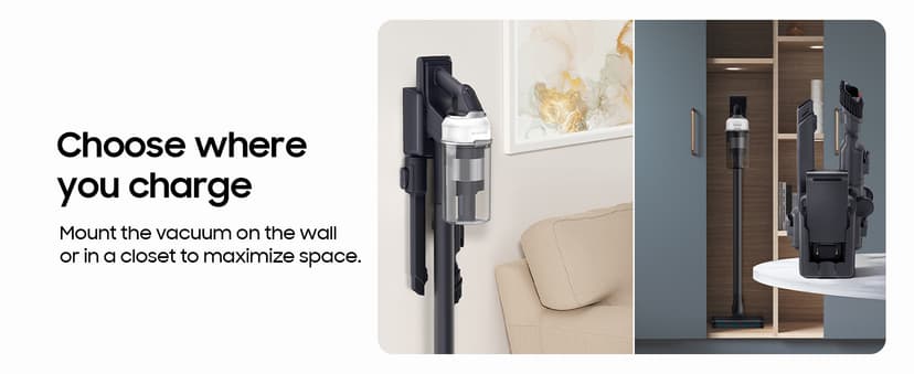 SAMSUNG Jet 85 Cordless Stick Vacuum, Lightweight w/Jet Dual Brush, Anti-Tangle Pet Tool, Removable Battery, Powerful Cleaning for Hardwood Floors, Carpets, Area Rugs, VS20C8522TW, Misty White