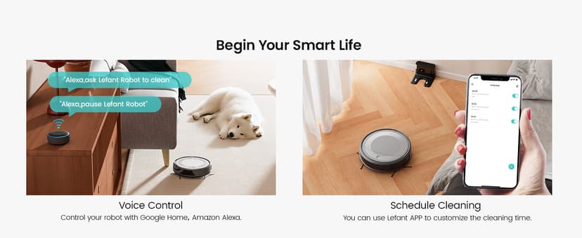 Lefant M310 Robot Vacuum Cleaner– 4500Pa Suction, Ultra-Slim & Quiet, PreciSense Obstacle Avoidance, WiFi/App/Voice Control, 160-Min Runtime, Self-Charging – Ideal for Pet Hair & Hard Floors (Gray)