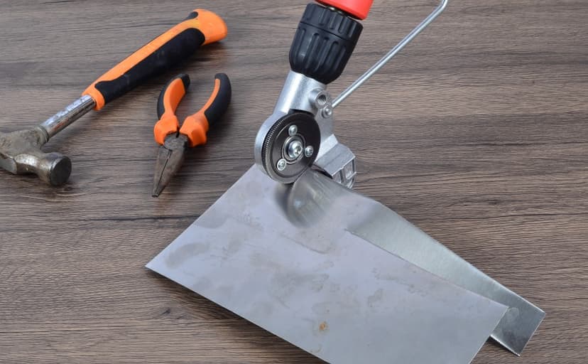 Upgraded Electric Drill Plate Cutter - Efficiently shears flat sheet metal, Metal Cutting Attachment with Adapter - Cuts 20-30GA sizes of Iron, Steel, Tin, Aluminum, and cardboard up to 3MM