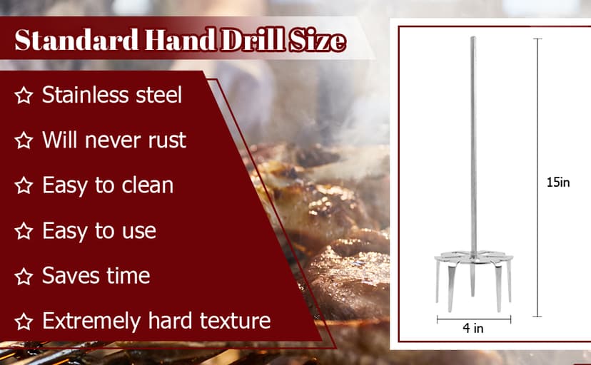 KAMaster Pork Puller Drill Attachment 304 Stainless Steel Meat Shredder Used with Standard Hand Drill for BBQ