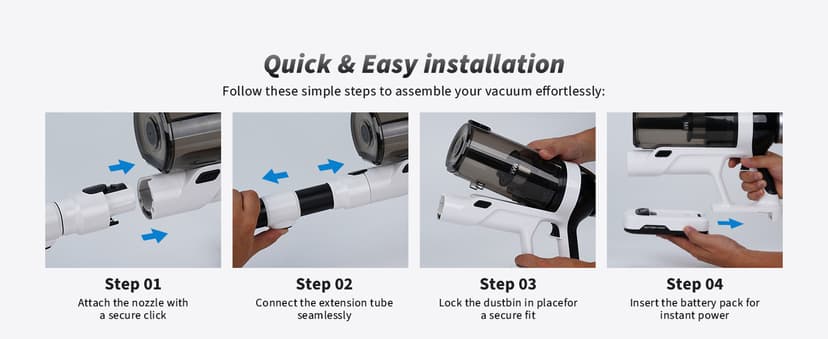 Cordless Vacuum Cleaner, 2 Batteries 110 Mins Runtime Vacuum Cleaners for Home, 550W 45KPA 15-in-1 Stick Vacuum with Charging Dock, Handheld Vacuum Cordless for Pet Hair Carpet Hardwood Floor