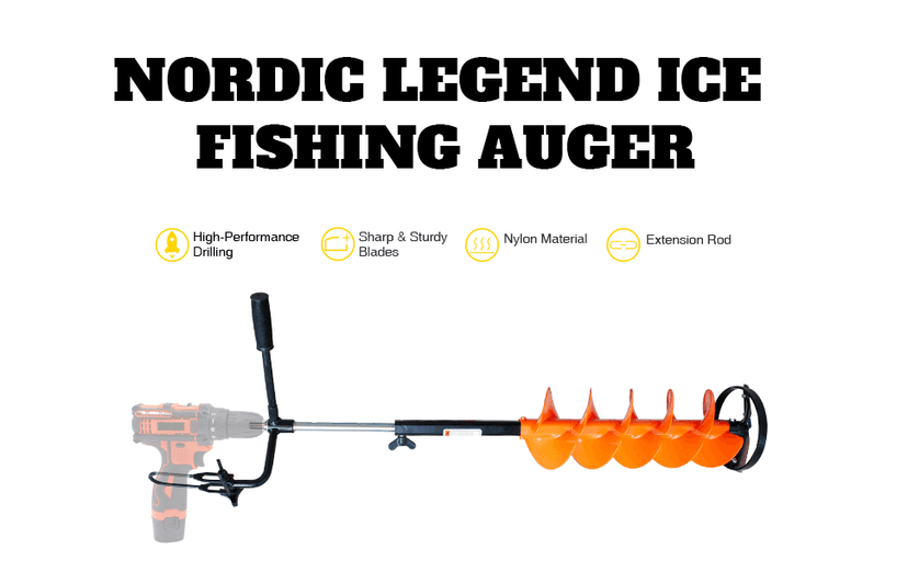 E-Drill Nylon Ice Auger Combo and Universal Adapter with 14” Extension (8-in)