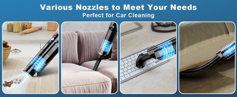 Handheld Vacuum Cordless, Portable Car Vacuum with 2-Speed, 10KPA Powerful Suction Vacuum Cleaner with Charging Dock, Lightweight 4-in-1 Mini Hand Held Vacuum for Car Home Pet Office and Pet Hair 115B