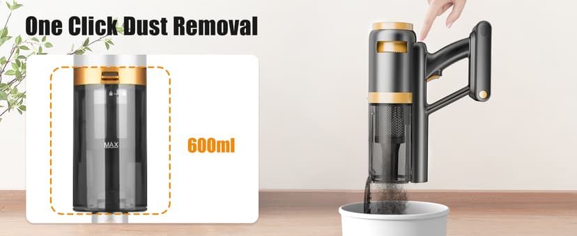 E.LUO Cordless Vacuum Cleaner 350W/≥24KPA Powerful Stick Vacuum with Led Screen Max 60 Mins Runtime Vacuum Cleaner with Rechargeable 2500 mAh Battery for Home Hard Floor Carpet Car Pet