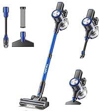 FABULETTA Cordless Vacuum Cleaner for Home, 40Kpa Stick Vacuum with MAX 55Min Detachable Batteries, 8 in 1 Lightweight Vacuum with Brushless Motor for Hardwood Floors&Carpet Pet Hair Car(White-Orange)