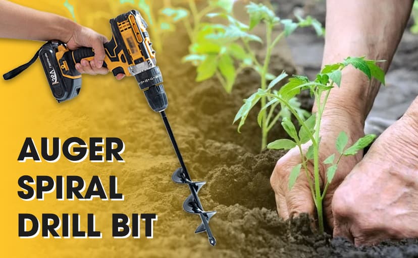 VASGOR Set of 5 Auger Drill Bit for Planting (1.6x16", 2x16", 2.6x16", 3x16", 3.5x16") - Easy Planter Garden Auger - Bulb & Bedding Plant Augers - Post Hole Digger for 3/8” Hex Drive Drill