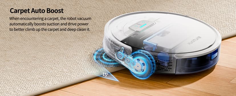 HONITURE Robot Vacuum and Mop Combo, 4000pa Strong Suction, G20 Robot Vacuum Cleaner with Self-Charging, 150Mins Max, App&Remote&Voice Control, Super-Slim, Ideal for Pet Hair