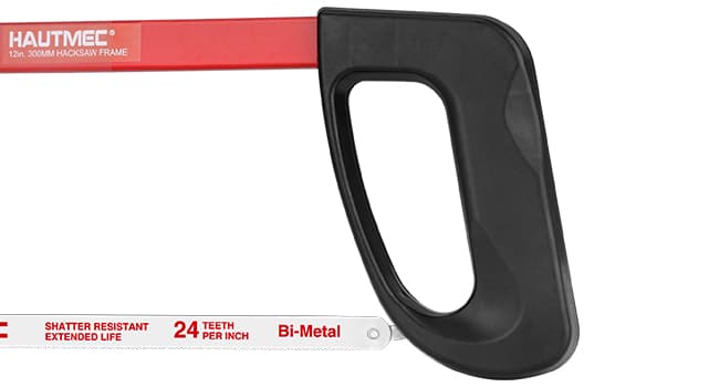 HAUTMEC 12-Inch High Tension Hacksaw, Lightweight Hack saw Frame with 24 TPI Bi-Metal HSS Blade, Adjustable Tension Hand Saw for Cutting Metal, Steel Pipe, PVC, and Wood – HT0398