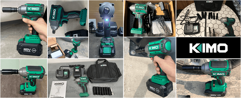 K I M O. Cordless Impact Wrench, Max Torque 406ft-lbs (550N.m) & 3000RPM, Premium Brake Stop, 1/2 lmpact Gun with 3000mAh Li-ion Battery, 7Drive lmpact Sockets, Fast Charger Impact Drill for Car Tires