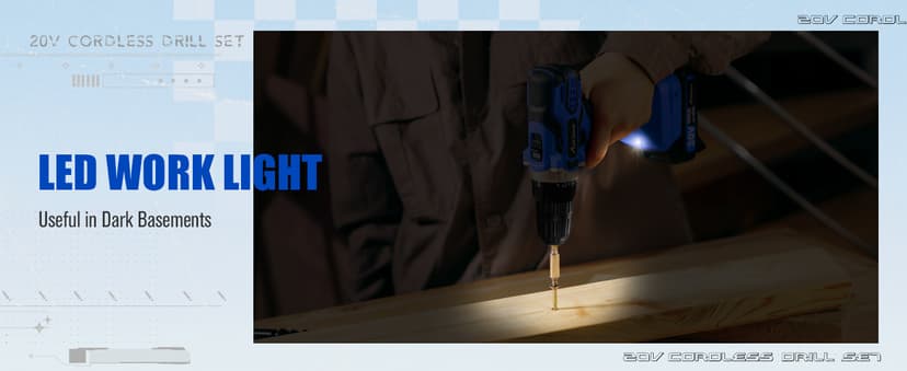 AVID POWER 20V MAX Power Drill Kit, Cordless Drill Set with Battery and Charger, 2 Variable Speed, 3/8-Inch Keyless Chuck, 19 Position and 22pcs Bits - Blue