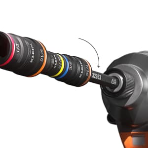 Klein Tools 32933 Klein Tools 32933 Impact Driver, SAE 7-in-1 Impact Rated Socket Set, 3 Flip Sockets with 6 Hex Driver Sizes and 1/4-Inch Bit Holder, 5-Inch Shaft