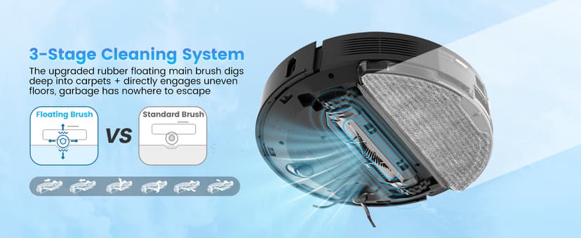 Robot Vacuum and Mop Combo, Self-Emptying, 60-Day Capacity, Schedule, 180mins Runtime, Home Mapping, Wi-Fi/App/Alexa/Remote, Robotic Vacuum Cleaner for Pet, Hard Floors, Carpet